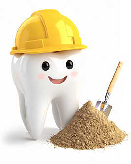 Mascote de dente em construção